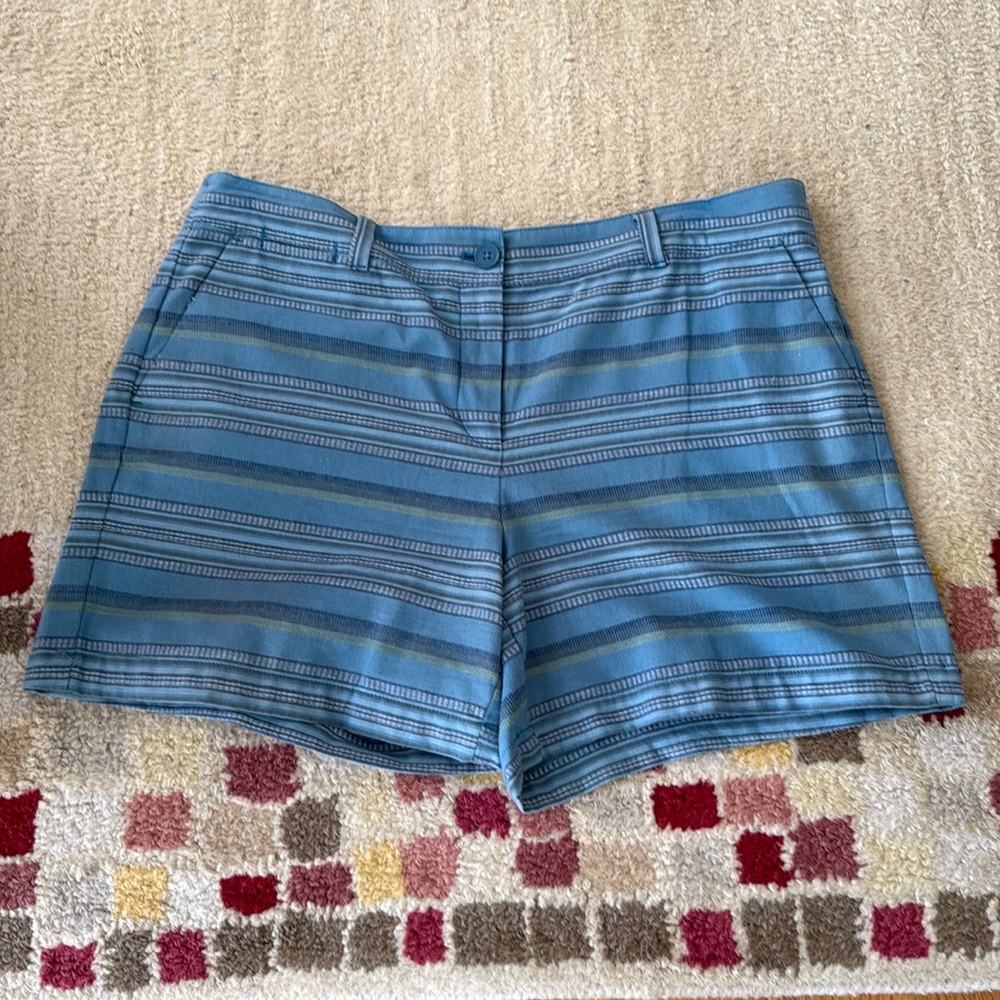 Ann Taylor Loft Blue Striped Shorts Size 12